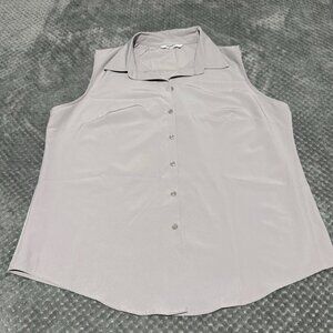 Zeagoo Women's Button Front Sleeveless Blouse Office Shirt - Size XL